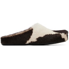 Marni White & Brown Fussbett Sabot Slip-on Loafers