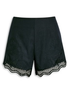 Clea Jade Floral-embroidered Linen-blend Shorts Navy