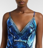 Camilla Animal-print silk slip dress