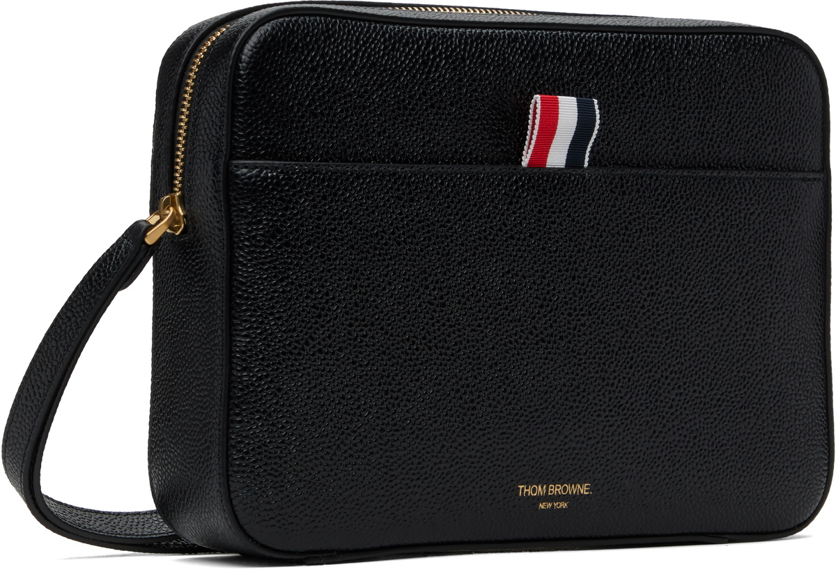 Thom Browne Black Pebble Grain Leather Pouch
