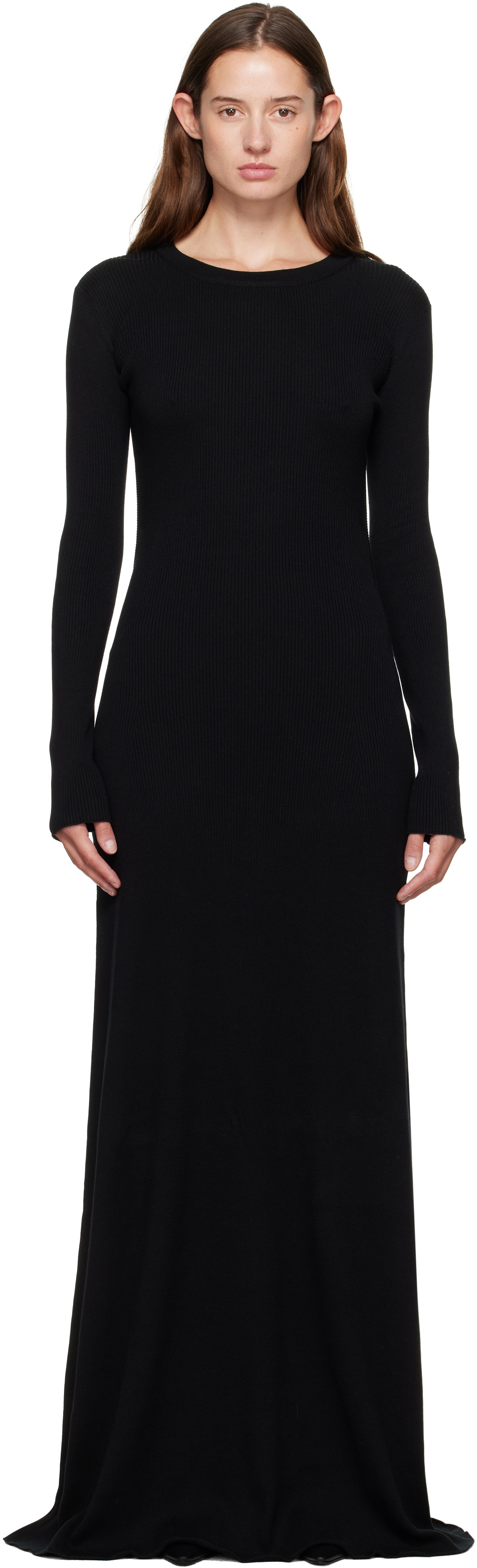 Ann Demeulemeester Black Eva Long Open Back Knitted Maxi Dress