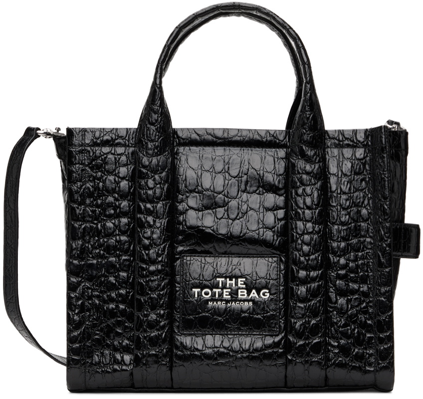 Marc Jacobs Black 'The Croc-Embossed' Medium Tote