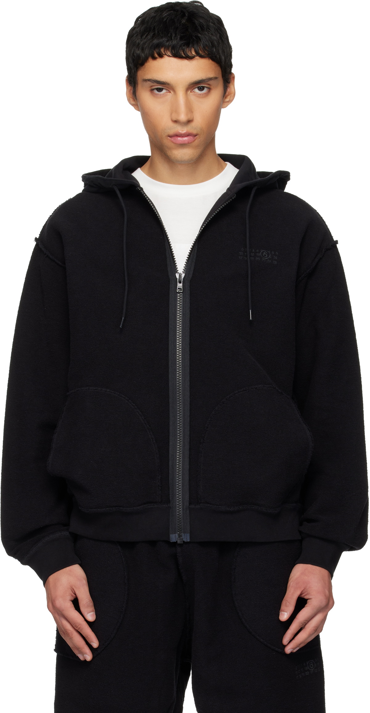 MM6 MAISON MARGIELA ブラックフーディ MM6 Maison Margiela Black Half-Zip Hoodie MM6 Maison Margiela