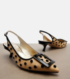 Roger Vivier Virgule polka-dot canvas slingback pumps