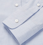 Loro Piana - Button-Down Collar Puppytooth Brushed-Cotton Shirt - Blue