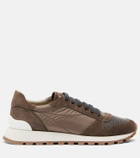 Brunello Cucinelli Monili suede-trimmed sneakers