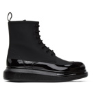 Alexander McQueen Black Coated Hybrid Lace-Up Boots
