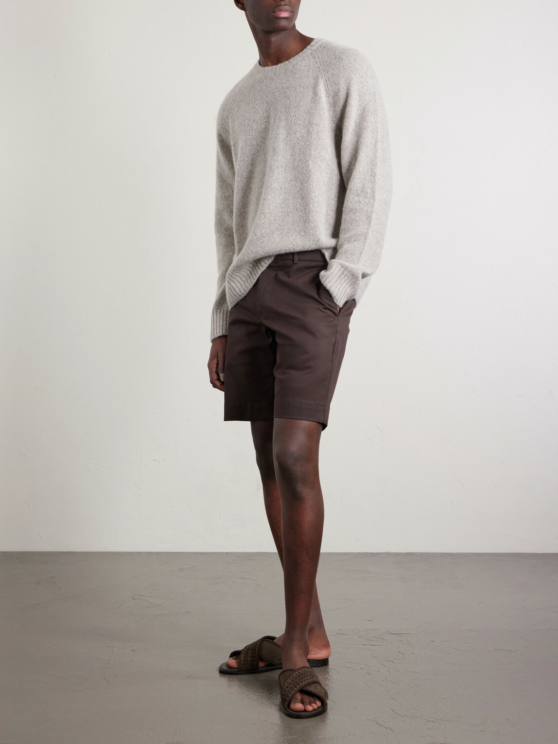 Slowear - Slim-Fit Cotton-Blend Gabardine Chino Shorts - Brown