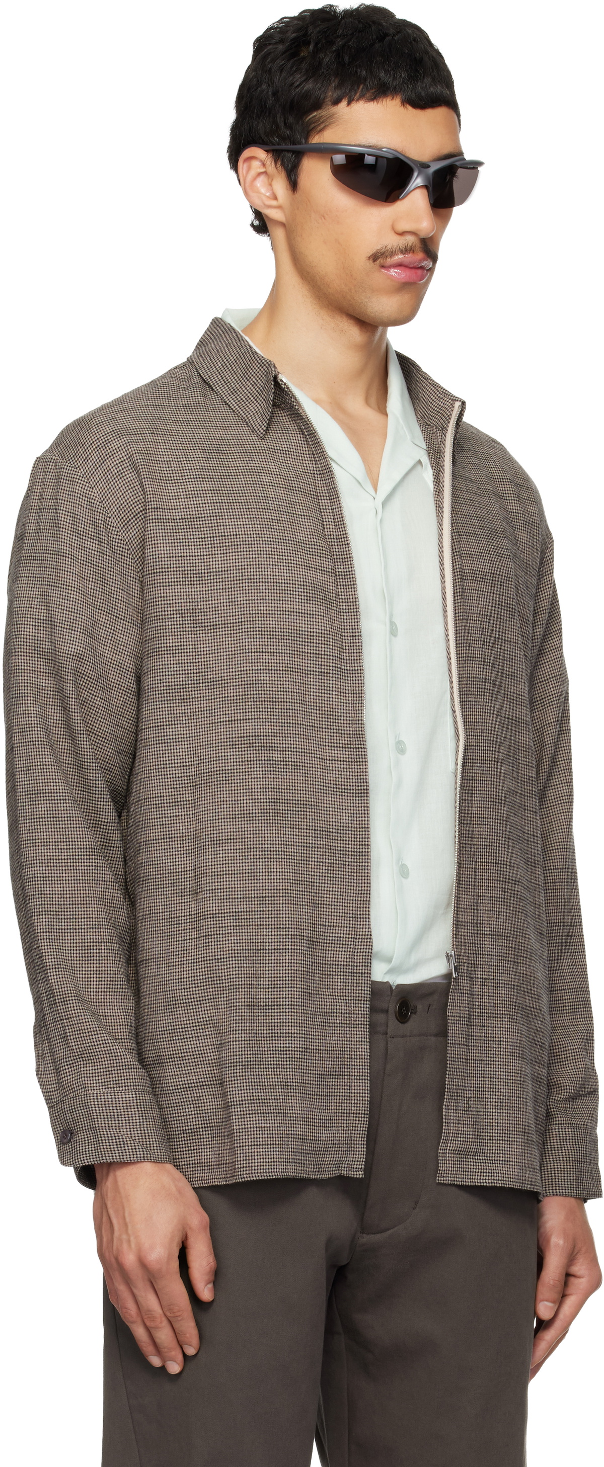 POST ARCHIVE FACTION (PAF) Taupe Zip Archive Shirt