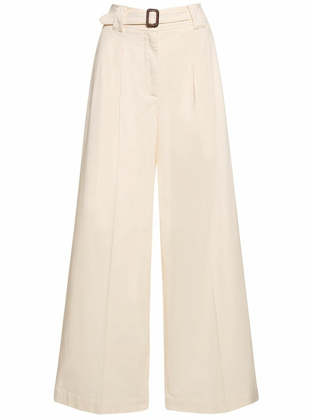 Photo: WEEKEND MAX MARA Pino Belted Cotton Canvas Wide Pants