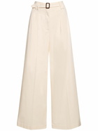 WEEKEND MAX MARA Pino Belted Cotton Canvas Wide Pants