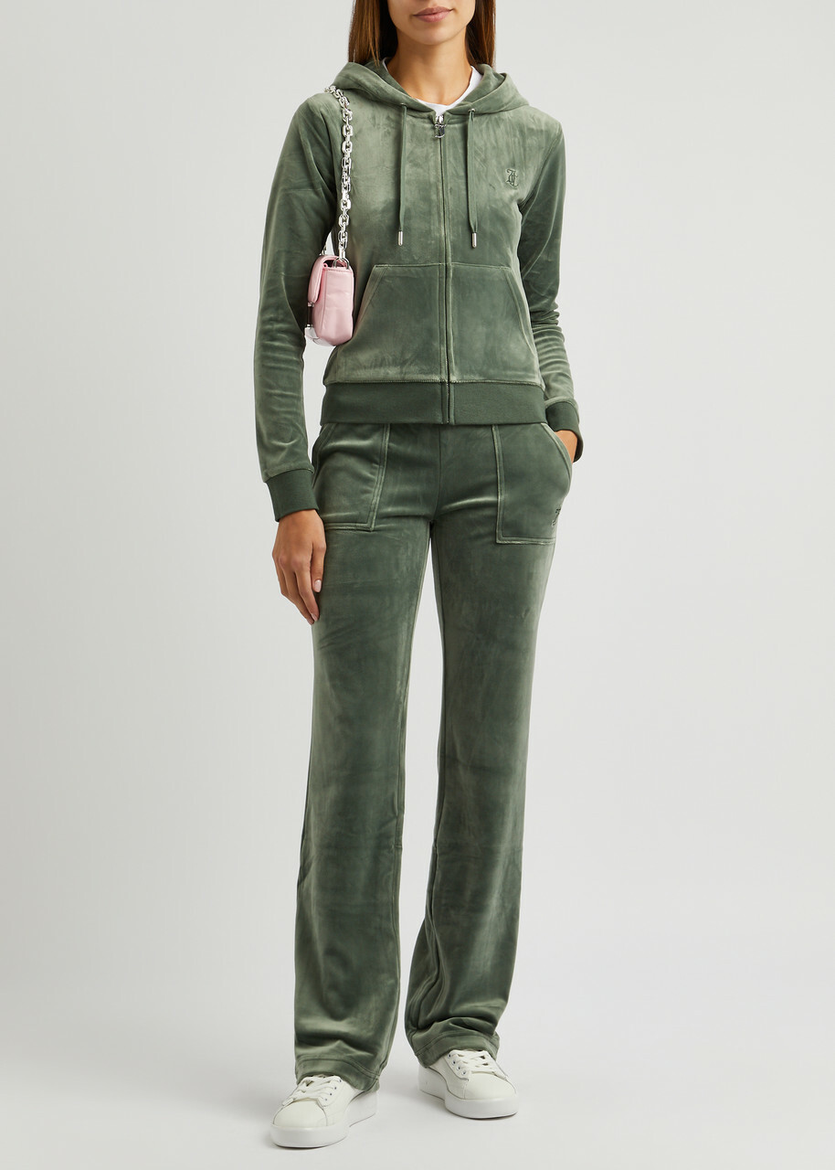 Juicy Couture Robertson Hooded Velour Sweatshirt Green