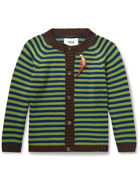 BODE - Green River Embellished Striped Merino Wool Cardigan - Green