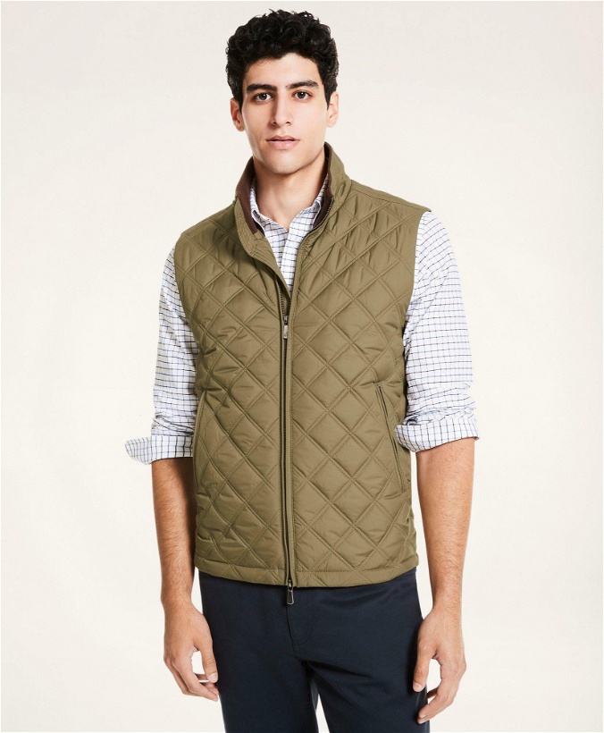 Photo: Brooks Brothers Men's Paddock Diamond Quilted Vest | Olive