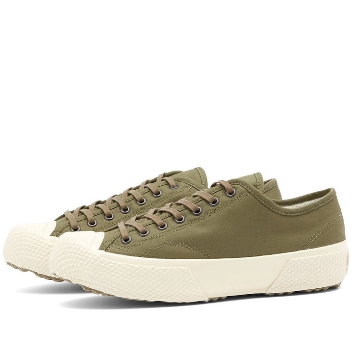 Photo: Artifact by Superga Men's 2434 Collect M51 Military Parka Jacket Low Sneakers in Military Green/Off White