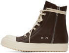 Rick Owens Brown High Sneakers