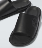 Giorgio Armani Logo embossed leather slides