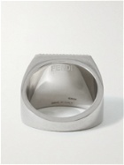 Fendi - Logo-Embossed Palladium-Tone Signet Ring - Silver