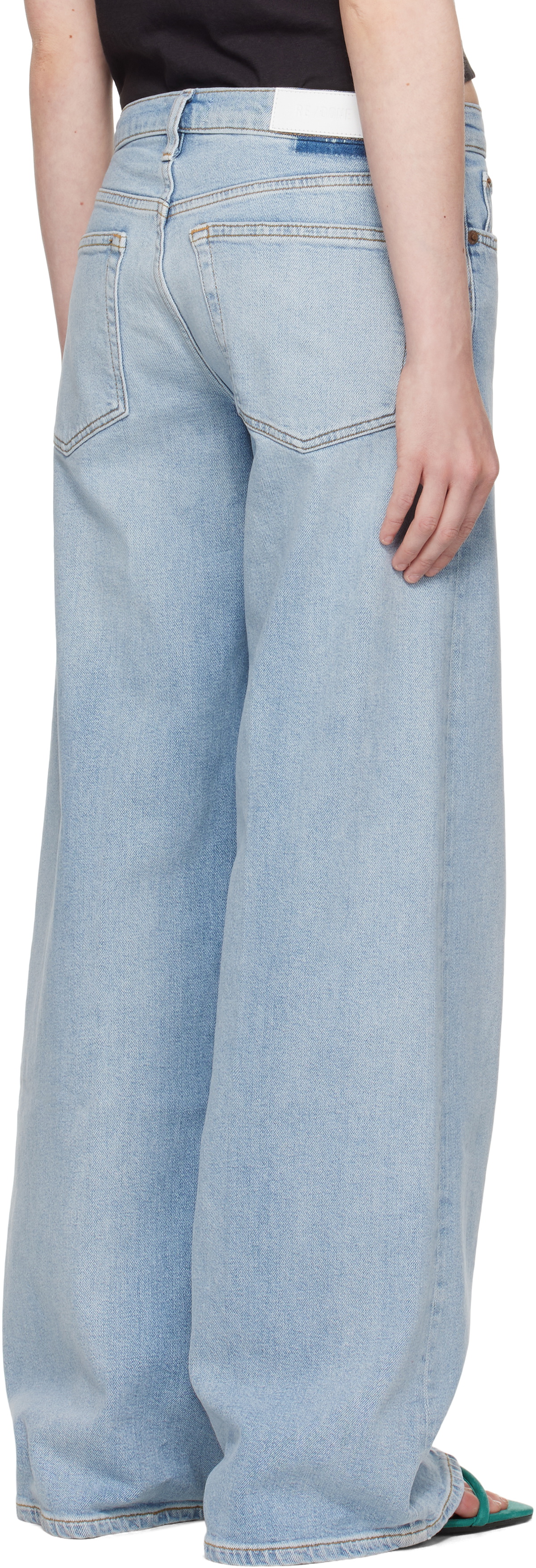 Re/Done Blue Comfort Mid Rise Wide Leg Jeans