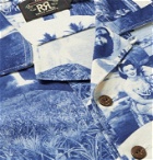 RRL - Camp-Collar Printed Cotton-Jersey Shirt - Blue