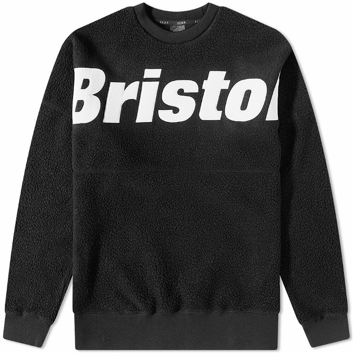 Photo: F.C. Real Bristol Men's FC Real Bristol Boa Fleece Logo Crew Sweat in Black