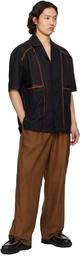 Feng Chen Wang Brown Gambiered Silk Trousers