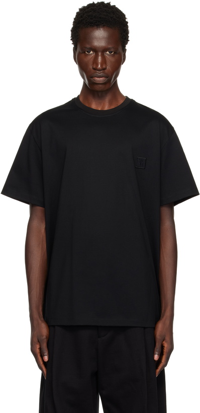Photo: WOOYOUNGMI Black 3D Flower Back Logo T-shirt