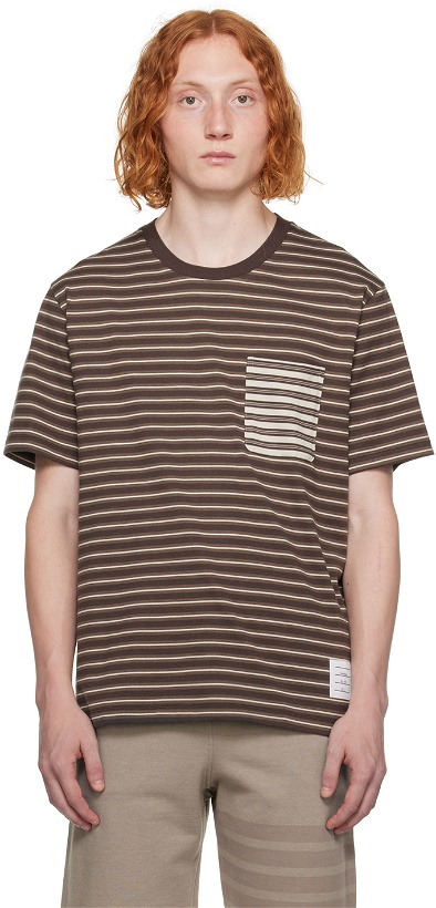 Photo: Thom Browne Brown Striped T-Shirt