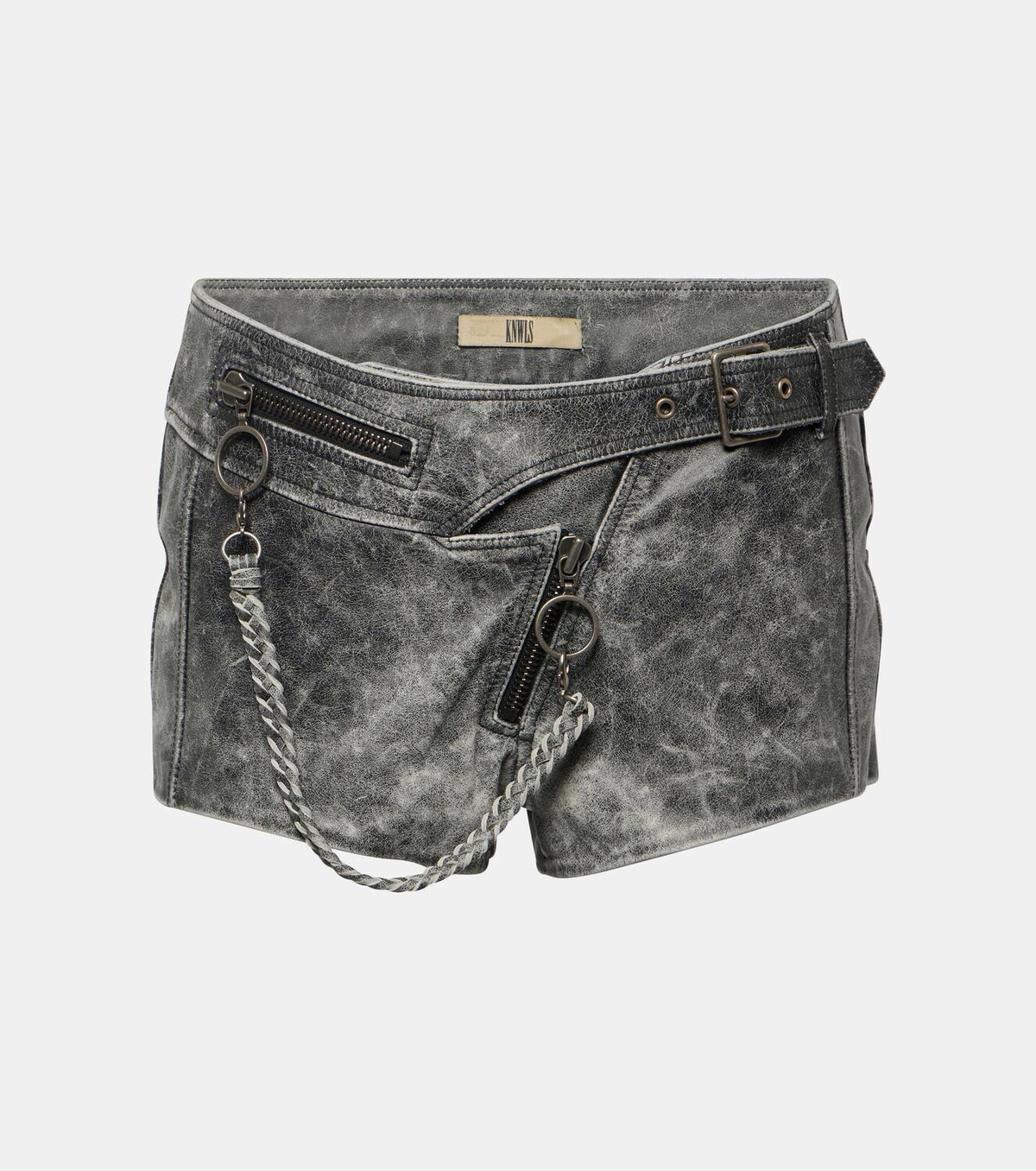 KNWLS Nihil Moto low-rise leather shorts