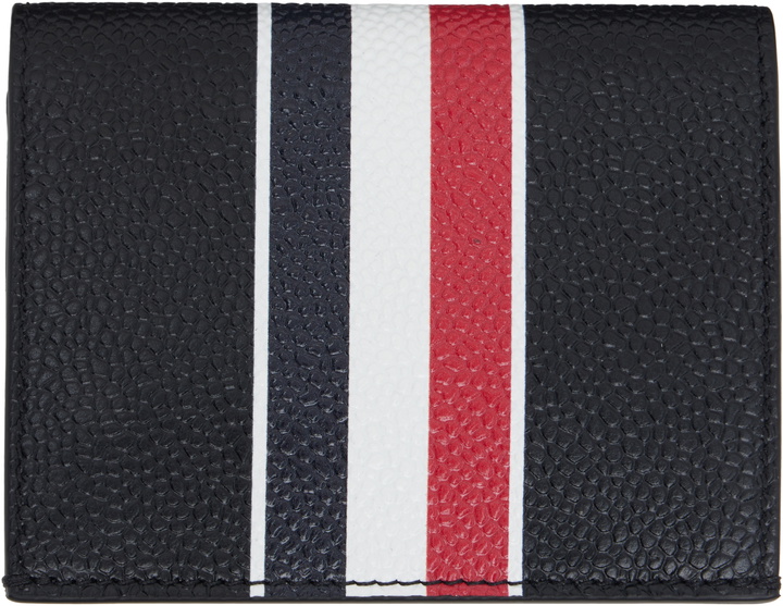 Photo: Thom Browne Black Pebble Grain RWB Stripe Double Card Holder