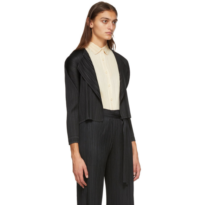 Pleats Please Issey Miyake Black Basics Cardigan