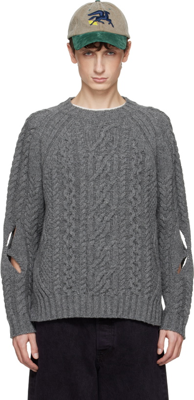Photo: Stefan Cooke Gray Slashed Cable Sweater
