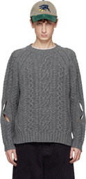 Stefan Cooke Gray Slashed Cable Sweater