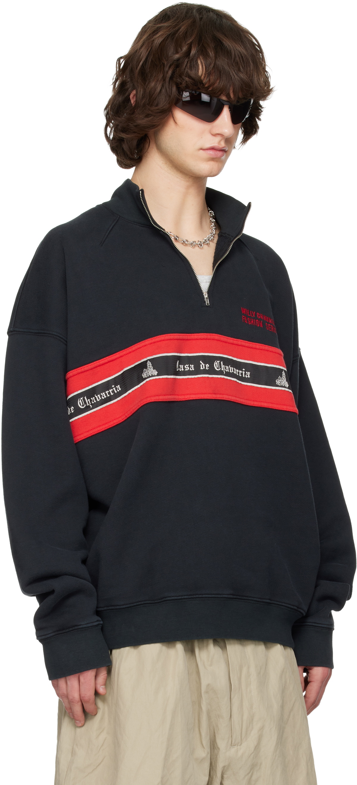 WILLY CHAVARRIA Black 'Casa de Chavarria' Gilroy Mock Neck Sweatshirt
