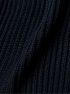 C.P. Company - Logo-Appliquéd Ribbed Wool-Blend Cardigan - Blue