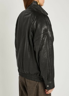 Saint Laurent Double-breasted Grained Leather Jacket Black