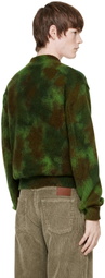 vowels Green Knitted Bomber Jacket