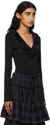 OPEN YY Black Ruffle Bodysuit