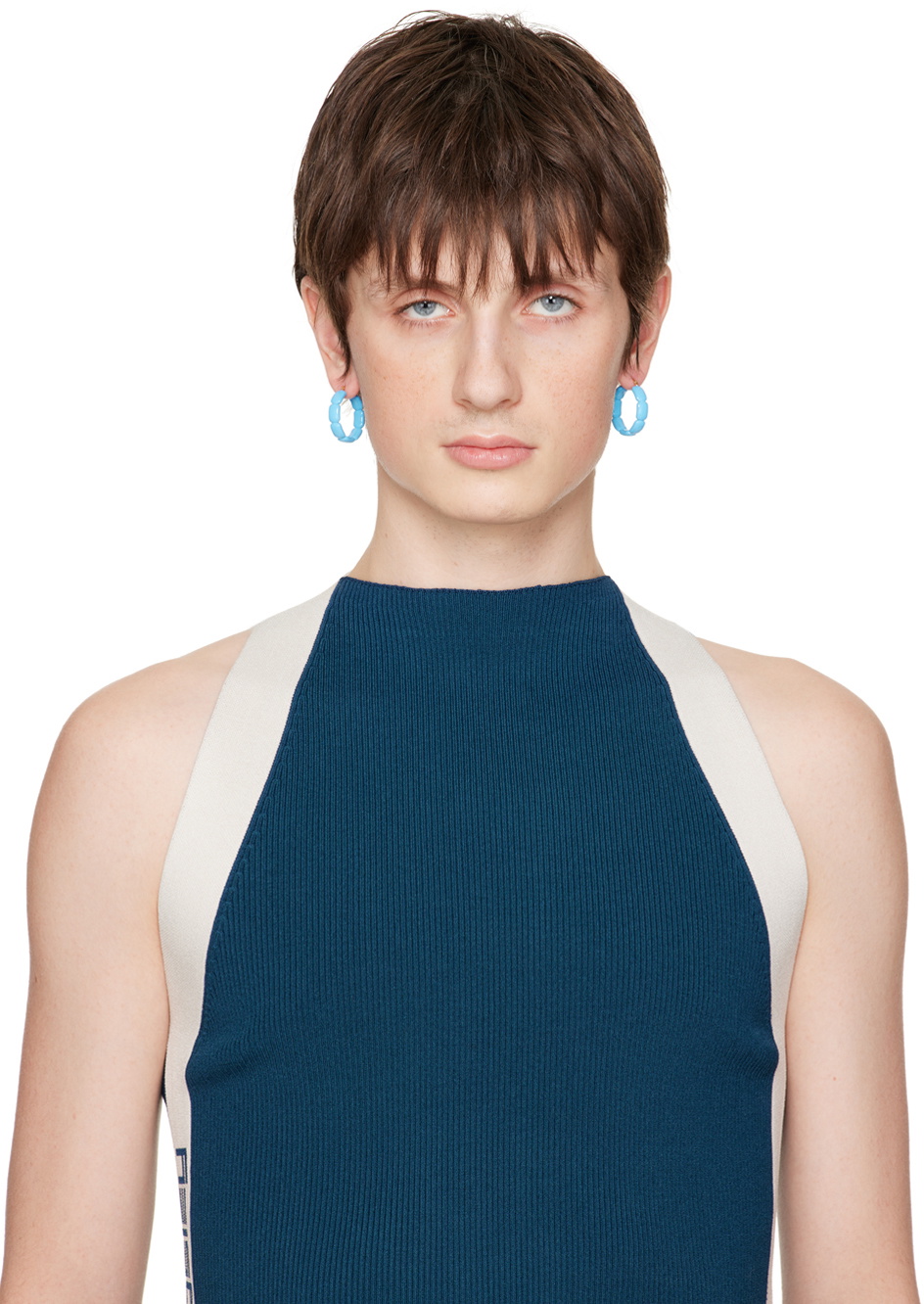 K.NGSLEY SSENSE Exclusive Blue '701' Hoop Earrings