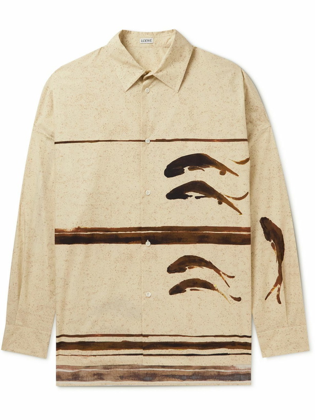 Photo: Loewe - Printed Cotton-Poplin Shirt - Neutrals