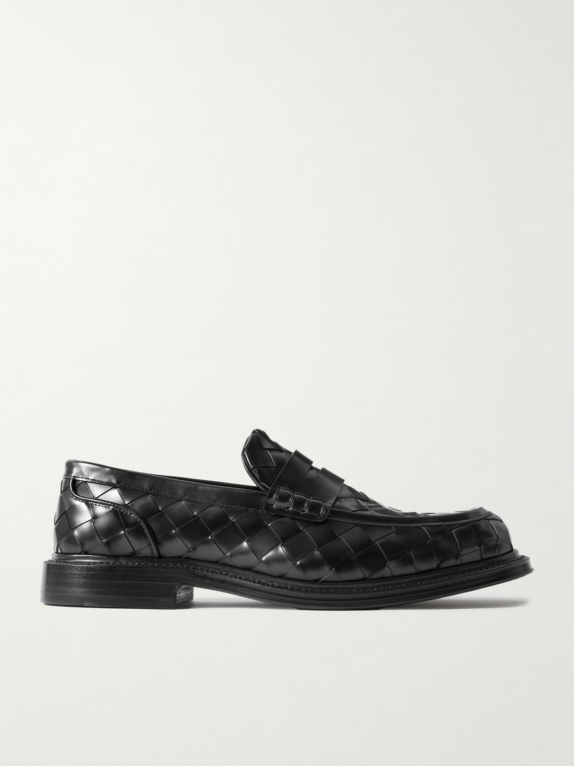 Bottega Veneta - James Woven Leather Penny Loafers - Black