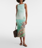 Staud Bryn printed plissé midi dress
