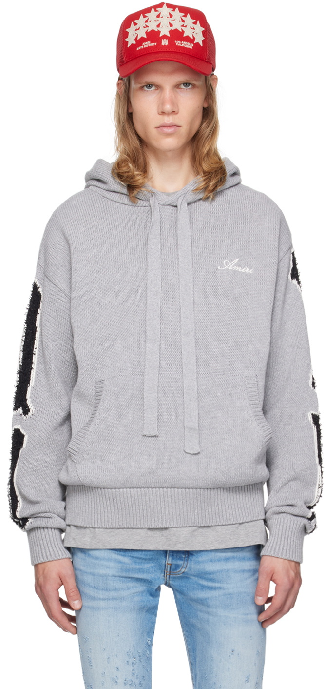 24AW new/AMIRI ボーンズスタックドロゴパーカー Hoodie Gray Gray Bones Hoodie by AMIRI on Sale