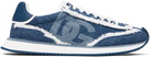 Dolce&Gabbana Blue Mixed-Material 'DG' Cushion Sneakers