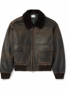 The Row - Herzog Shearling-Trimmed Leather Jacket - Black