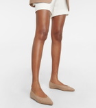 Max Mara - Logo-embossed leather ballet flats