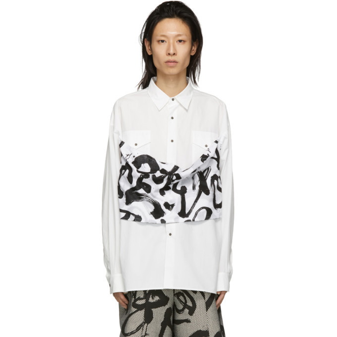 Kozaburo White Calligracamo Overlay Boxy-Fit Shirt Kozaburo