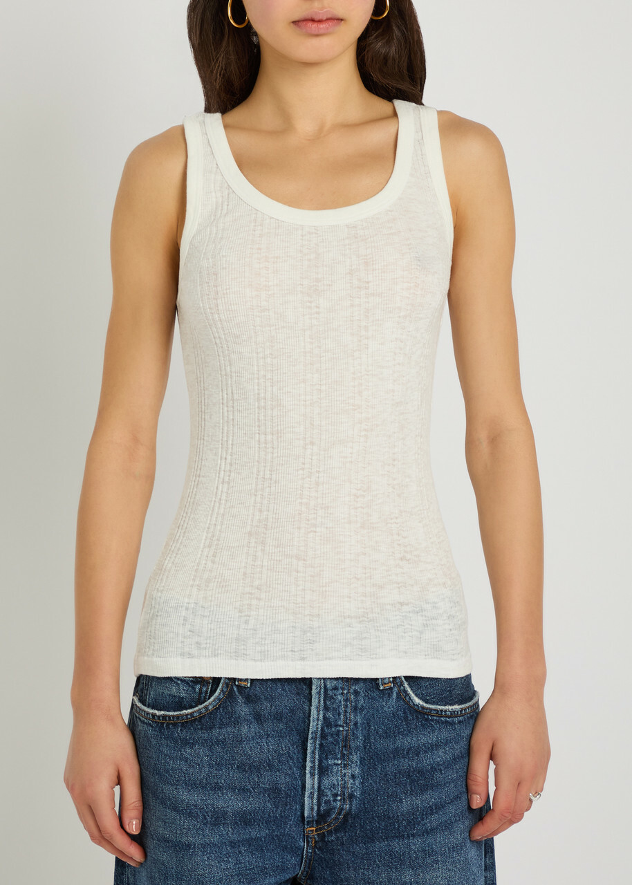 Mother The Runner Up Ribbed Cotton Tank White