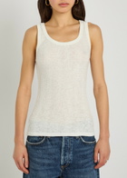 Mother The Runner Up Ribbed Cotton Tank White