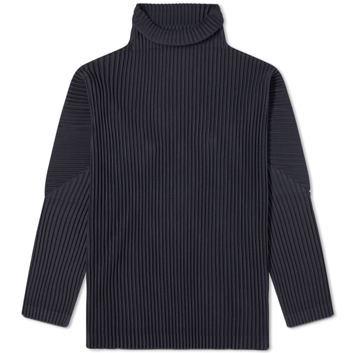 Photo: Homme Plissé Issey Miyake Men's Pleated Roll Neck in Navy